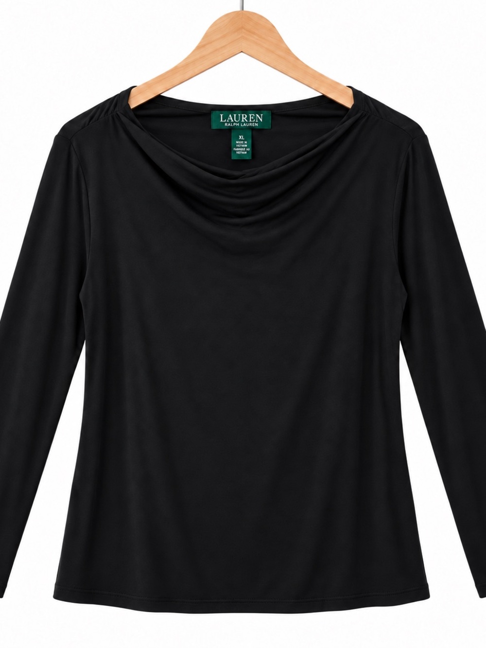 Lauren Ralph Lauren Women’s XL Black Long Sleeve Cowl Neck Top.